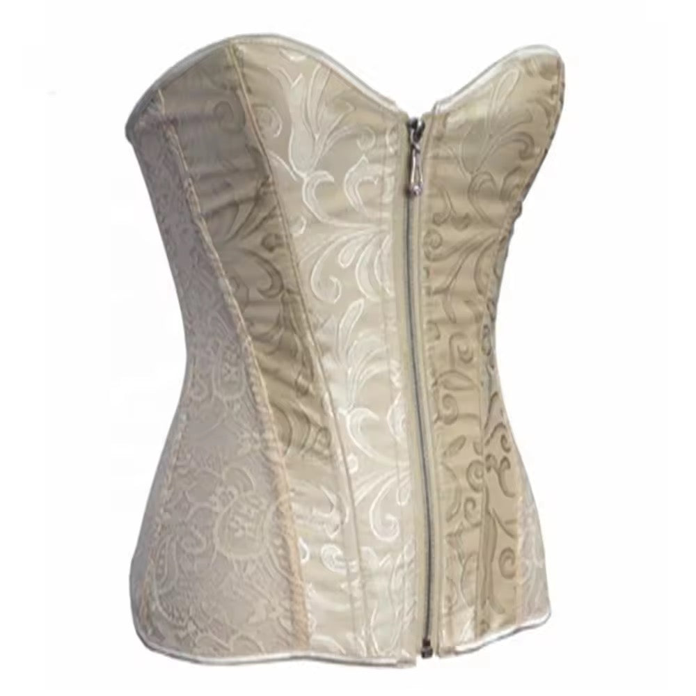 Satin&Lace Jacquard White Overbust Corset Sweetheart Shape