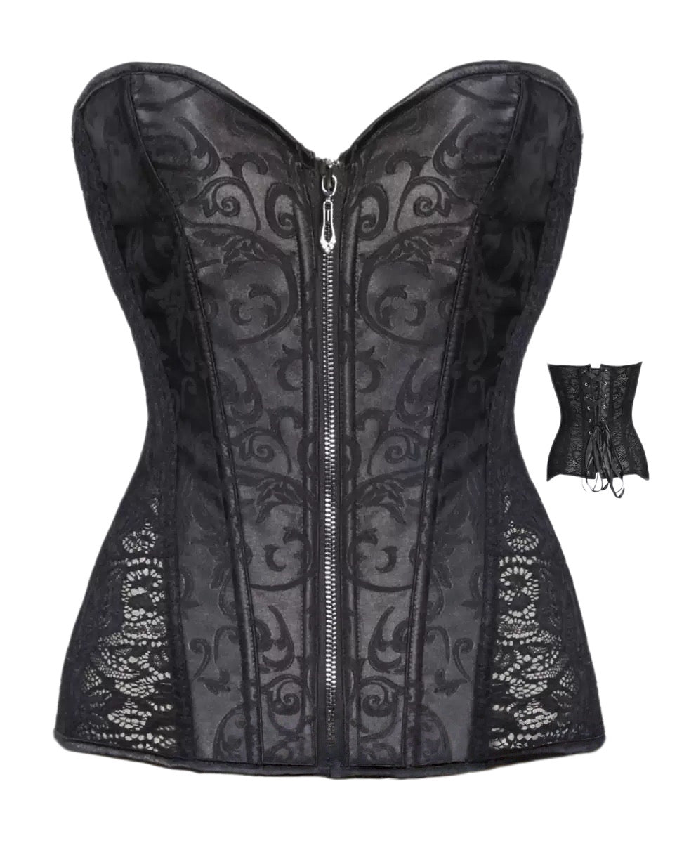 Satin&Lace Jacquard White Corset Sweetheart Shape 