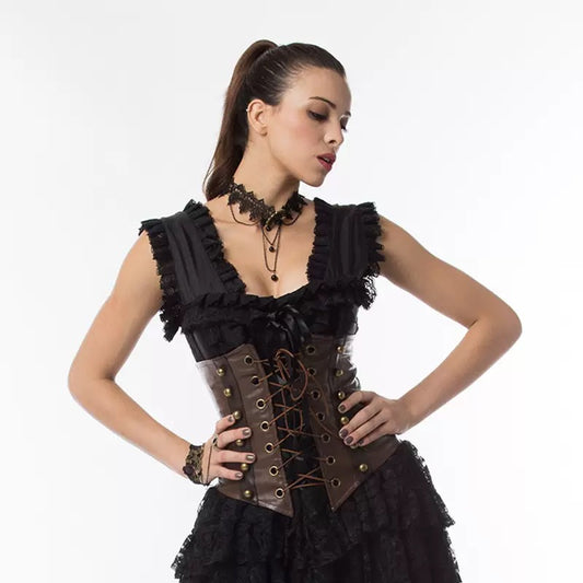 Waist Trainer Corset,Gothic Steampunk Court Waist Trainer Corset,brown corset,brown corset top,corset manufacturers